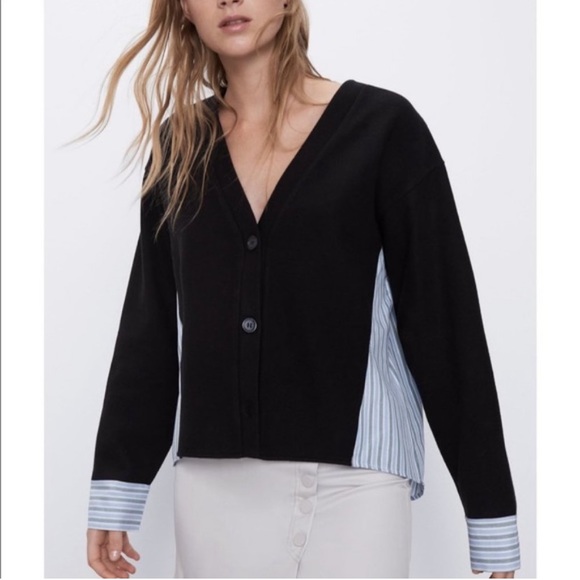 Zara Sweaters - NWT ZARA Contrasting Poplin Sweater Cardigan TRF Size Various
